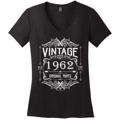 Personalize Vintage Birthday Custom Year Original Parts Women's V-Neck T-Shirt