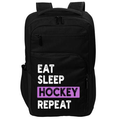 Purple Eat Sleep Hockey Gift Hockey Lovers Gift Impact Tech Backpack