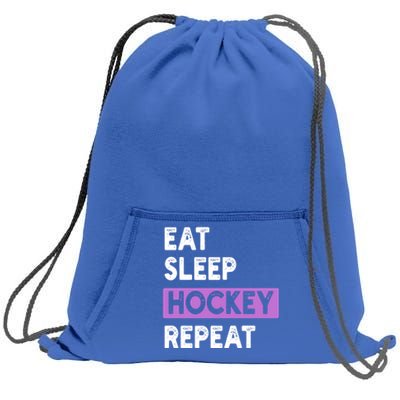 Purple Eat Sleep Hockey Gift Hockey Lovers Gift Sweatshirt Cinch Pack Bag