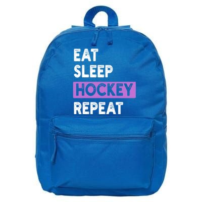 Purple Eat Sleep Hockey Gift Hockey Lovers Gift 16 in Basic Backpack