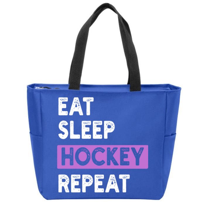 Purple Eat Sleep Hockey Gift Hockey Lovers Gift Zip Tote Bag