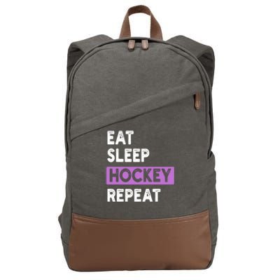 Purple Eat Sleep Hockey Gift Hockey Lovers Gift Cotton Canvas Backpack