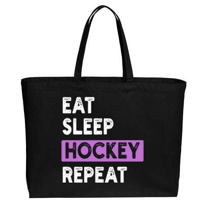 Purple Eat Sleep Hockey Gift Hockey Lovers Gift Cotton Canvas Jumbo Tote