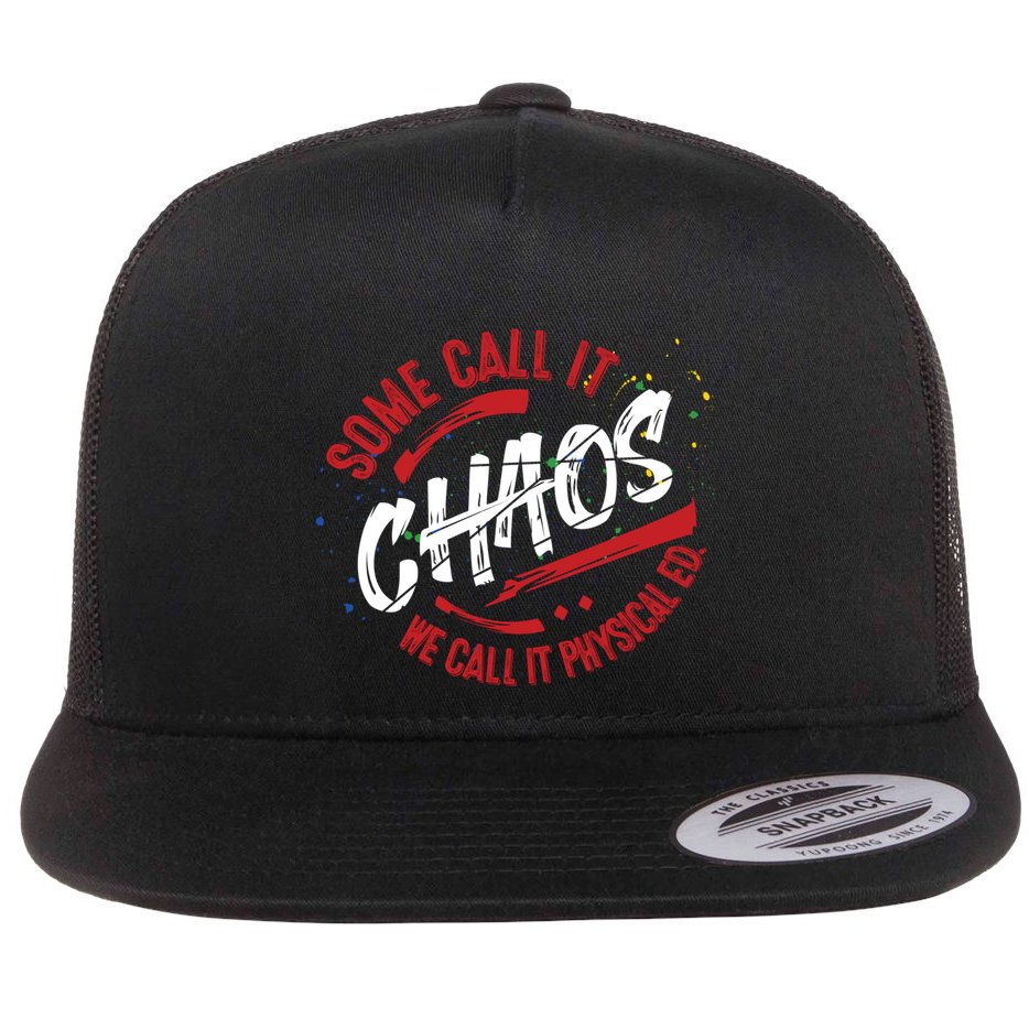 P E School Gift Physical Education Teacher Gift Chaos Gift Flat Bill Trucker Hat