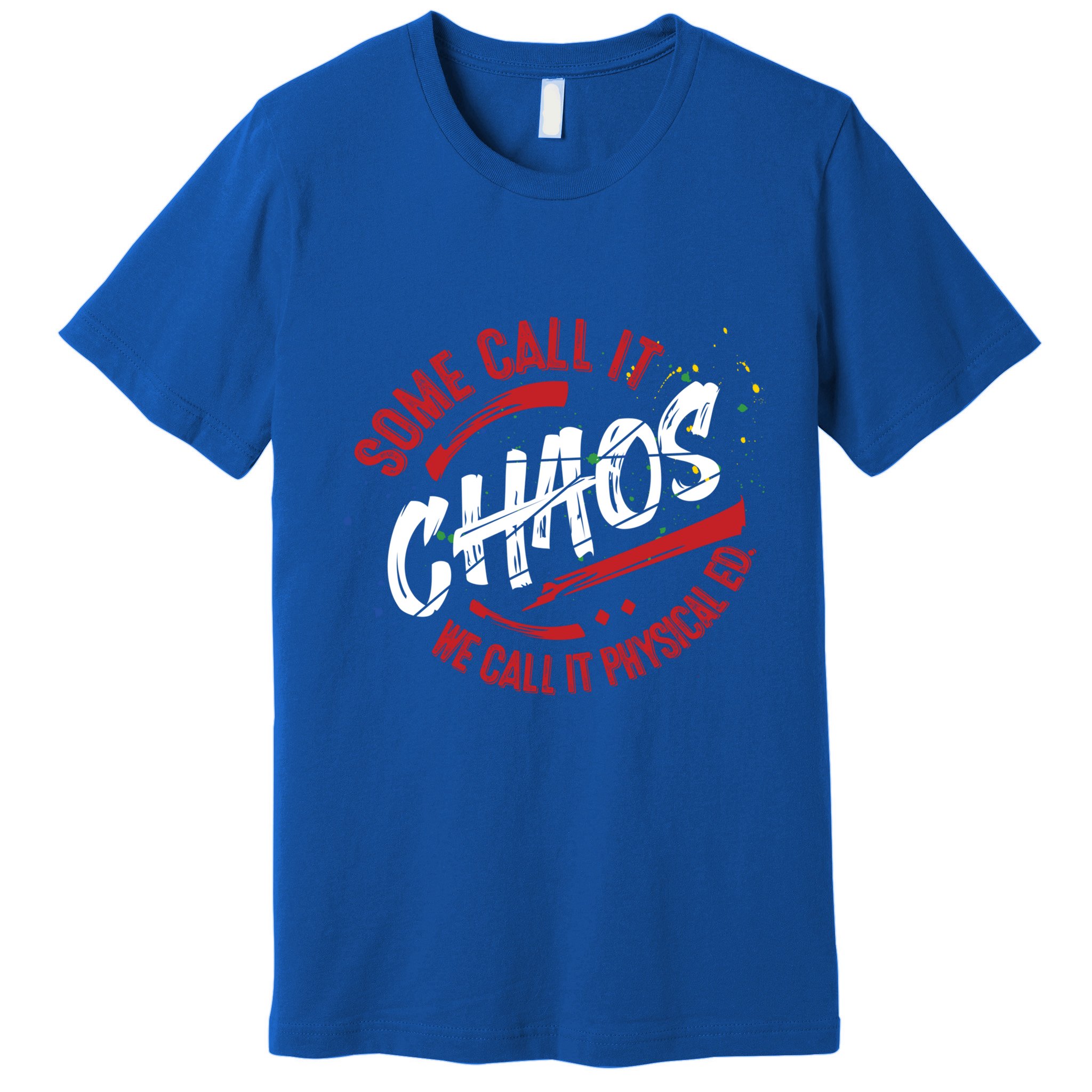 P E School Gift Physical Education Teacher Gift Chaos Gift Premium T-Shirt