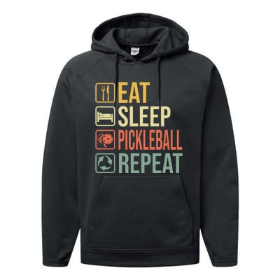 Pickleball Eat Sleep Repeat Performance Fleece Hoodie