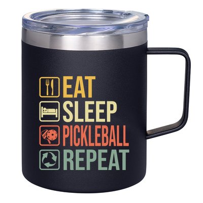 Pickleball Eat Sleep Repeat 12oz Stainless Steel Coffee Mug