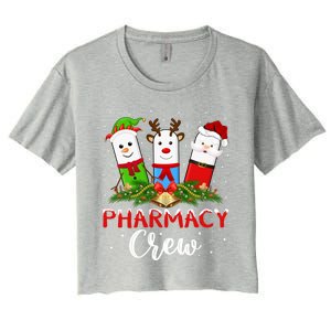 Pharmacist Elf Santa Pills Pharmacy Crew Christmas Gift Women's Crop Top Tee