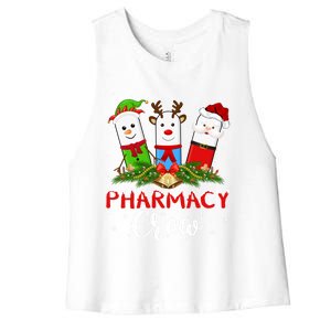 Pharmacist Elf Santa Pills Pharmacy Crew Christmas Gift Women's Racerback Cropped Tank