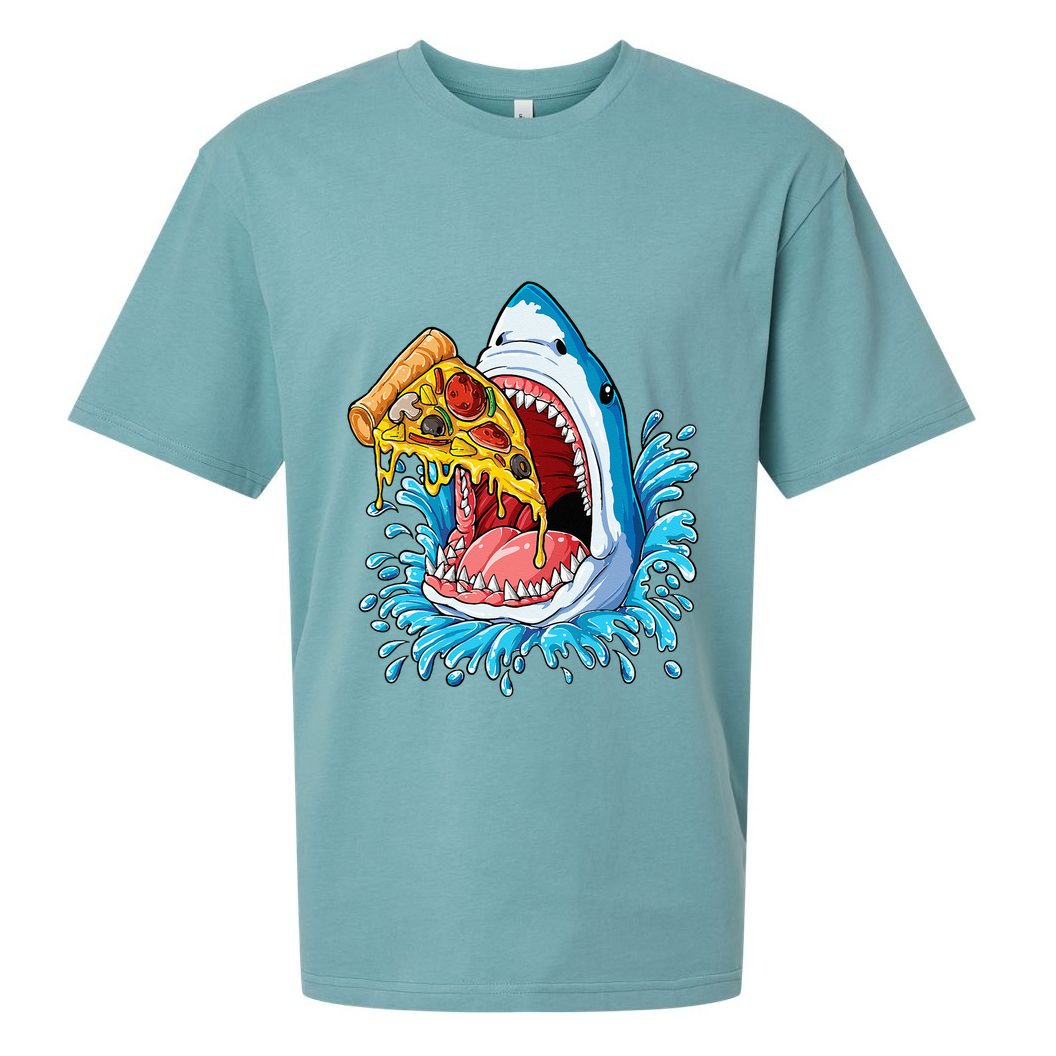 Pizza Eating Shark Food Lovers Jawsome Sueded Cloud Jersey T-Shirt