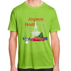 Paris Eiffel Tower Christmas Tree Red Truck Joyeux Noël Gift Adult ChromaSoft Performance T-Shirt