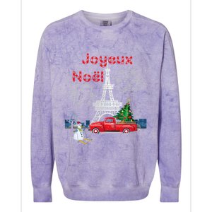 Paris Eiffel Tower Christmas Tree Red Truck Joyeux Noël Gift Colorblast Crewneck Sweatshirt