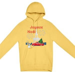 Paris Eiffel Tower Christmas Tree Red Truck Joyeux Noël Gift Premium Pullover Hoodie