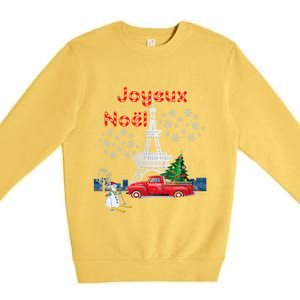 Paris Eiffel Tower Christmas Tree Red Truck Joyeux Noël Gift Premium Crewneck Sweatshirt