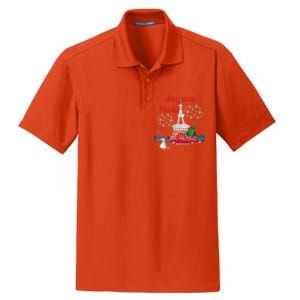 Paris Eiffel Tower Christmas Tree Red Truck Joyeux Noël Gift Dry Zone Grid Polo