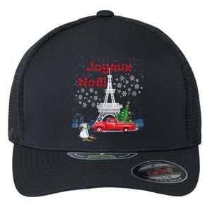 Paris Eiffel Tower Christmas Tree Red Truck Joyeux Noël Gift Flexfit Unipanel Trucker Cap