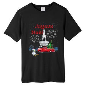 Paris Eiffel Tower Christmas Tree Red Truck Joyeux Noël Gift Tall Fusion ChromaSoft Performance T-Shirt