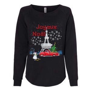 Paris Eiffel Tower Christmas Tree Red Truck Joyeux Noël Gift Womens California Wash Sweatshirt