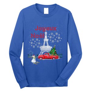 Paris Eiffel Tower Christmas Tree Red Truck Joyeux Noël Gift Long Sleeve Shirt