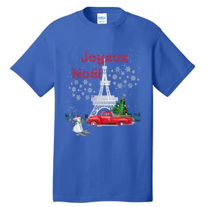 Paris Eiffel Tower Christmas Tree Red Truck Joyeux Noël Gift Tall T-Shirt