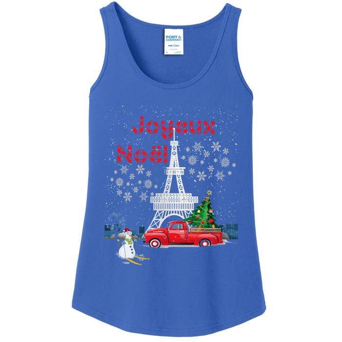 Paris Eiffel Tower Christmas Tree Red Truck Joyeux Noël Gift Ladies Essential Tank