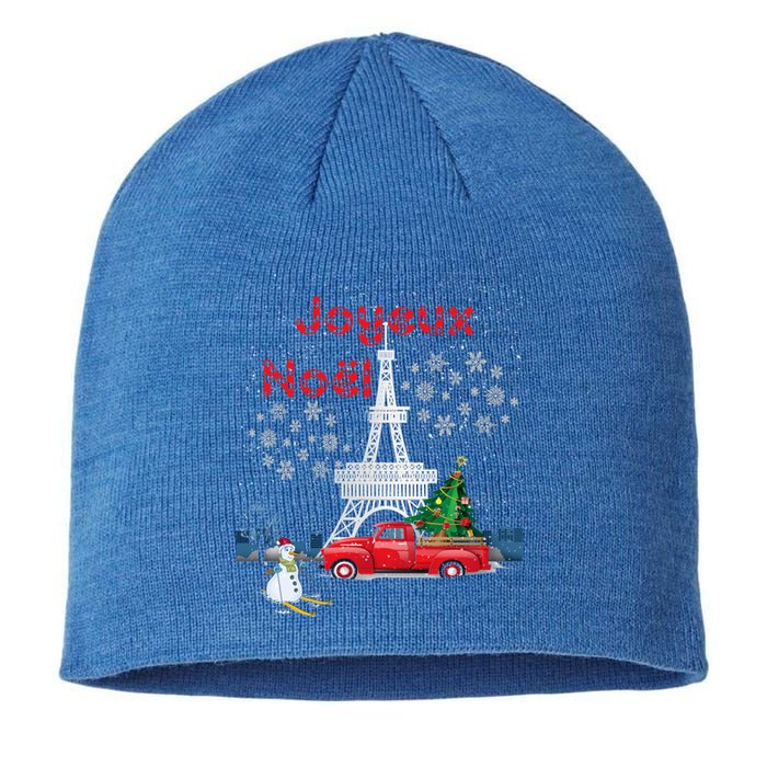 Paris Eiffel Tower Christmas Tree Red Truck Joyeux Noël Gift Sustainable Beanie