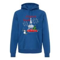 Paris Eiffel Tower Christmas Tree Red Truck Joyeux Noël Gift Premium Hoodie