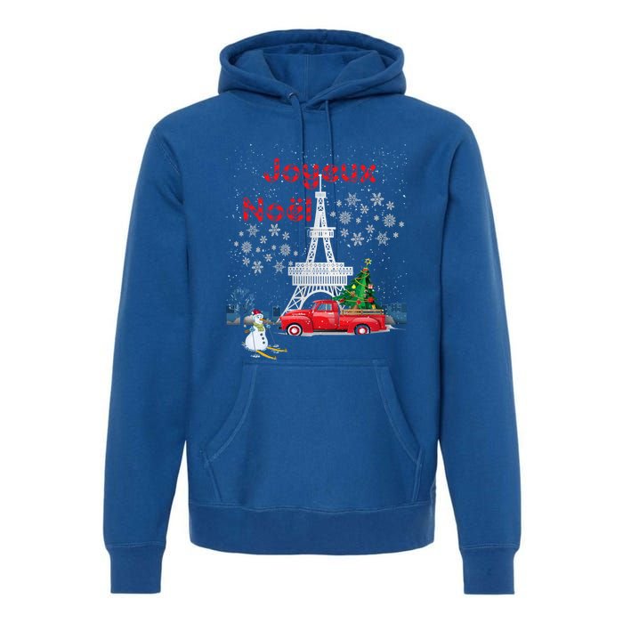 Paris Eiffel Tower Christmas Tree Red Truck Joyeux Noël Gift Premium Hoodie