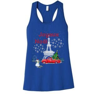 Paris Eiffel Tower Christmas Tree Red Truck Joyeux Noël Gift Women's Racerback Tank