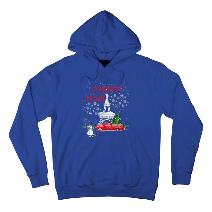 Paris Eiffel Tower Christmas Tree Red Truck Joyeux Noël Gift Tall Hoodie