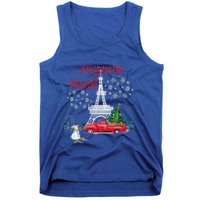 Paris Eiffel Tower Christmas Tree Red Truck Joyeux Noël Gift Tank Top