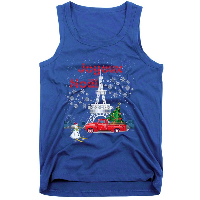 Paris Eiffel Tower Christmas Tree Red Truck Joyeux Noël Gift Tank Top