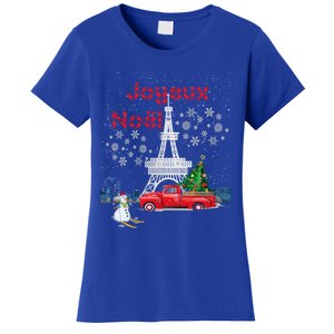 Paris Eiffel Tower Christmas Tree Red Truck Joyeux Noël Gift Women's T-Shirt