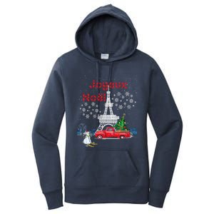 Paris Eiffel Tower Christmas Tree Red Truck Joyeux Noël Gift Women's Pullover Hoodie