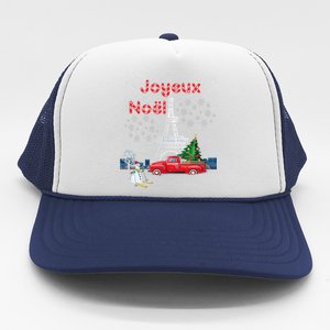 Paris Eiffel Tower Christmas Tree Red Truck Joyeux Noël Gift Trucker Hat