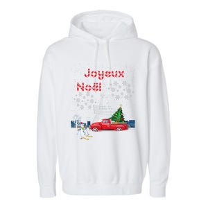 Paris Eiffel Tower Christmas Tree Red Truck Joyeux Noël Gift Garment-Dyed Fleece Hoodie