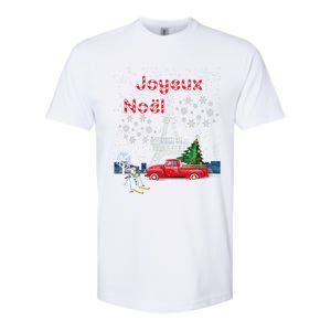 Paris Eiffel Tower Christmas Tree Red Truck Joyeux Noël Gift Softstyle CVC T-Shirt