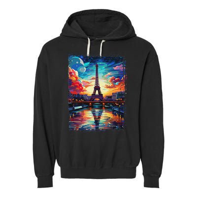 Paris Eiffel Tower I Love Paris Souvenir France Garment-Dyed Fleece Hoodie