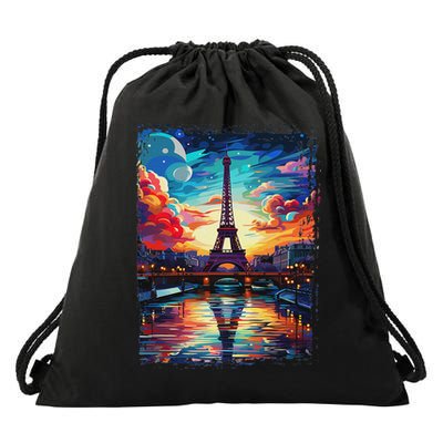 Paris Eiffel Tower I Love Paris Souvenir France Drawstring Bag