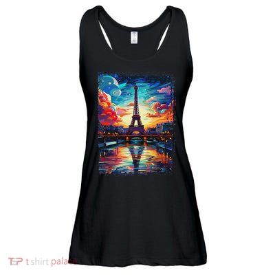 Paris Eiffel Tower I Love Paris Souvenir France Ladies Essential Flowy Tank