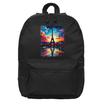 Paris Eiffel Tower I Love Paris Souvenir France 16 in Basic Backpack