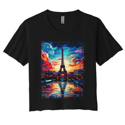 Paris Eiffel Tower I Love Paris Souvenir France Crop Top