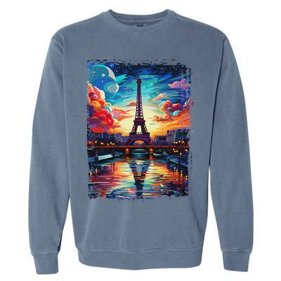 Paris Eiffel Tower I Love Paris Souvenir France Garment-Dyed Sweatshirt