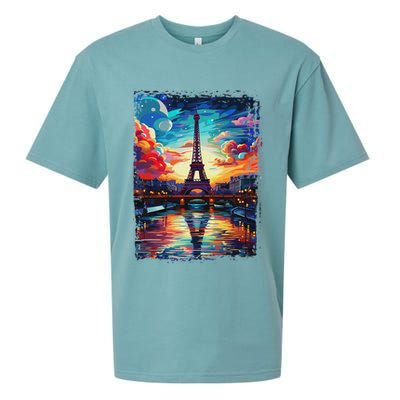 Paris Eiffel Tower I Love Paris Souvenir France Sueded Cloud Jersey T-Shirt