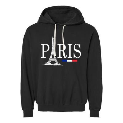 Paris Eiffel Tower Logo Garment-Dyed Fleece Hoodie
