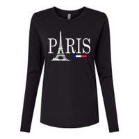 Paris Eiffel Tower Logo Womens Cotton Relaxed Long Sleeve T-Shirt