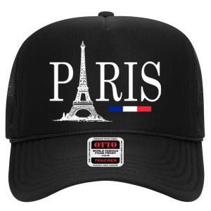 Paris Eiffel Tower Logo High Crown Mesh Back Trucker Hat