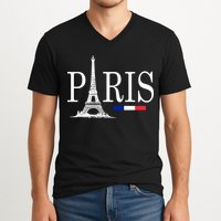 Paris Eiffel Tower Logo V-Neck T-Shirt