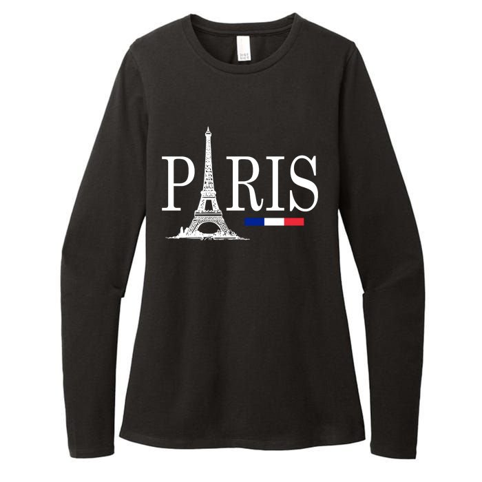 Paris Eiffel Tower Logo Womens CVC Long Sleeve Shirt