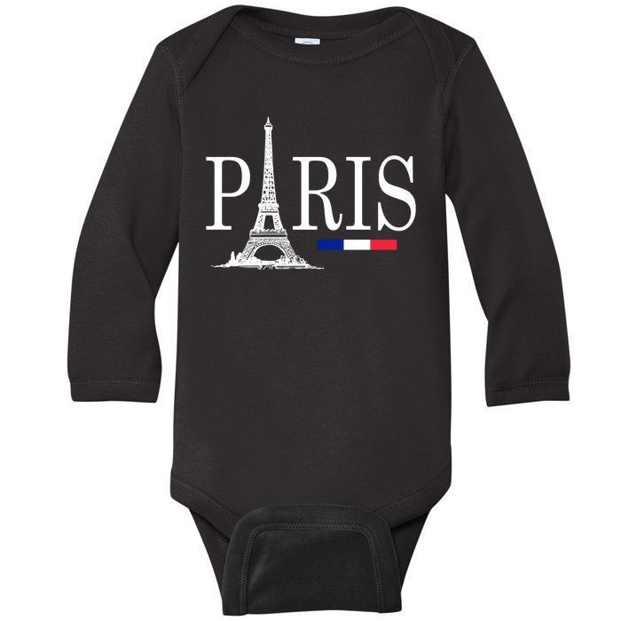 Paris Eiffel Tower Logo Baby Long Sleeve Bodysuit